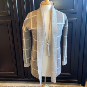 Max Studio 100% Cashmere Cardigan Taupe/White